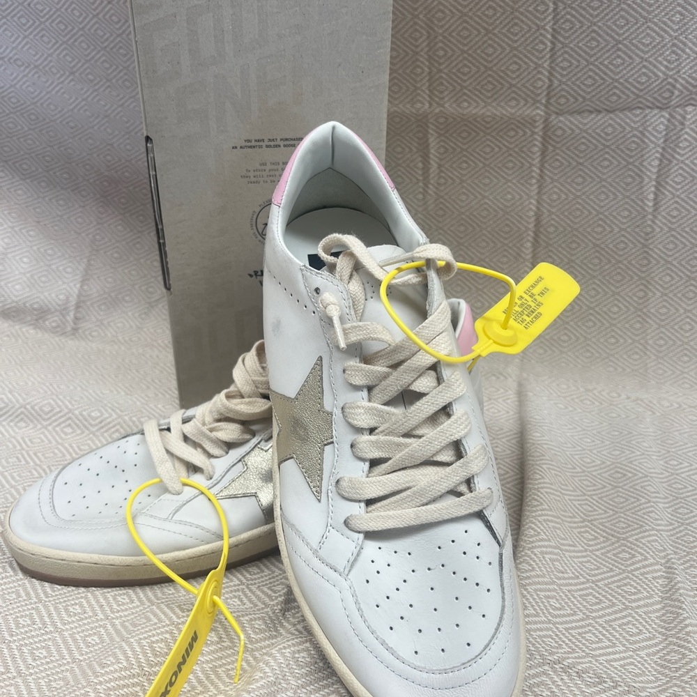 Golden Goose Ballstar Sneakers in White and Black